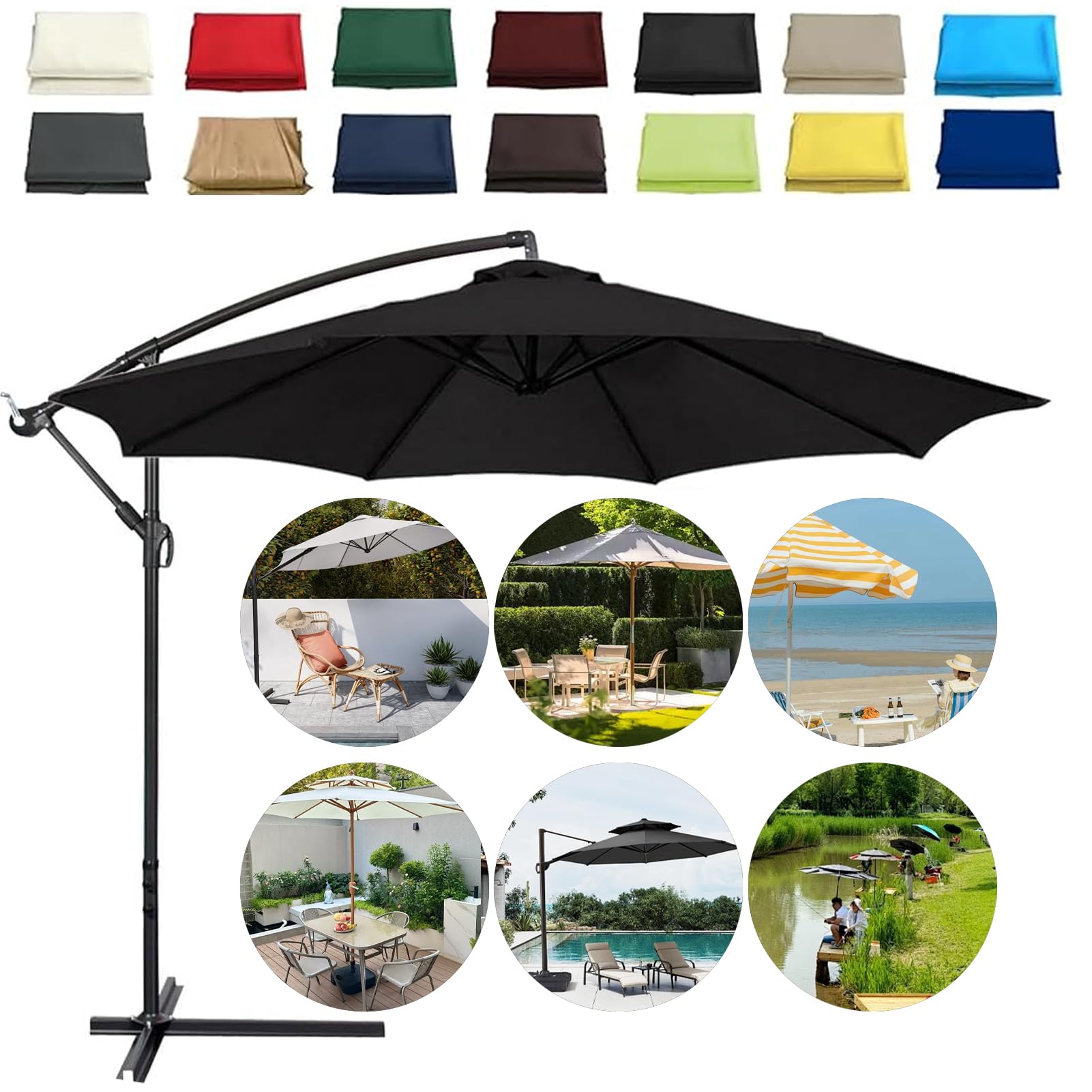Duży, wodoszczelny parasol ogrodowy, 2 m, 2,5 m, 3 m, 3,5 m/4 m, ochrona przed słońcem UV50+, na taras, plażę, basen, trawnik i pokład – wytrzymała konstrukcja z 6/8 podporami (beżowy)