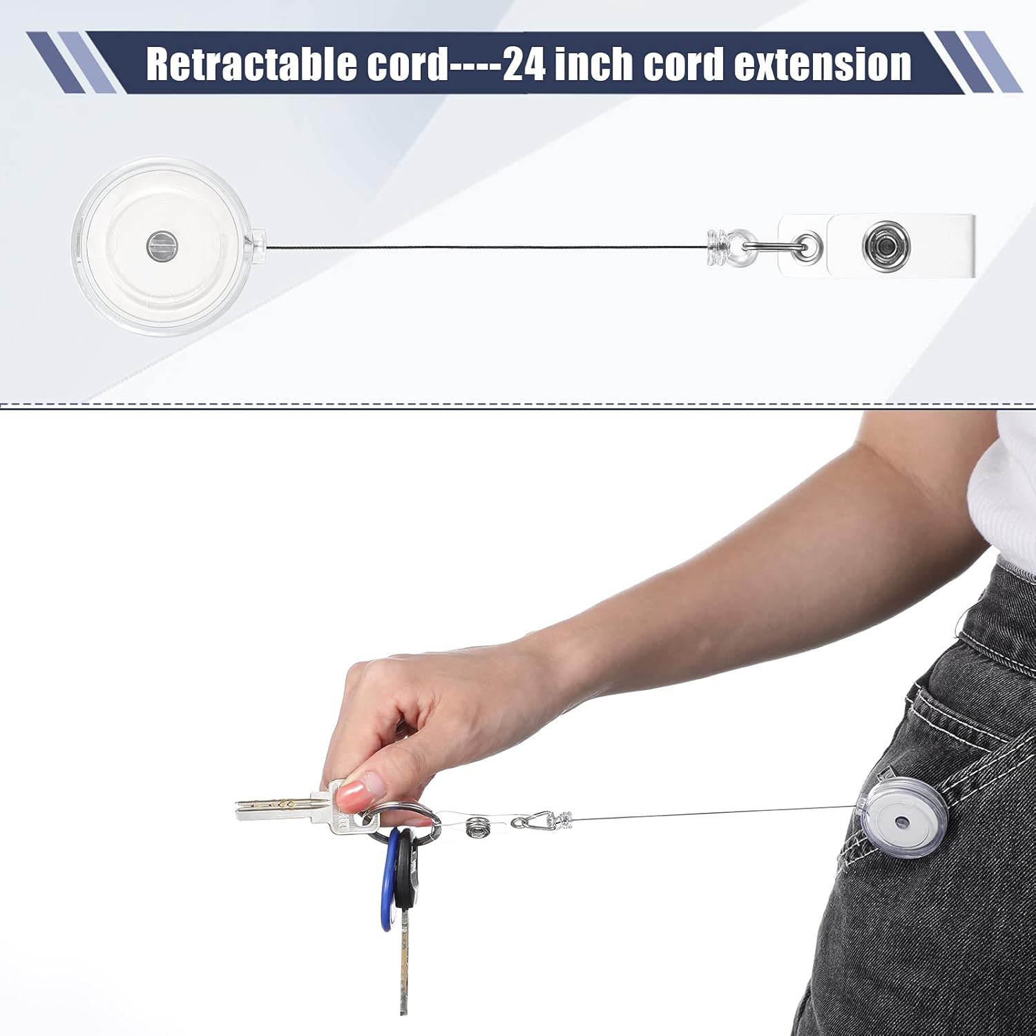 Fulmoon 50 Pcs Badge Reels Retractable with Swivel Alligator Clip, Round ID Badge Holders Nursing Name Badge Reels and and Vinyl Card Strap for Nurses Volunteer Students Teachers (Translucent Clear) - Image 5