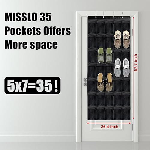 Miniatura 3 de Organizador de 35 compartimentos de malla transpirable para colgar sobre la puerta, organizador de zapatos grande para hombres y mujeres,