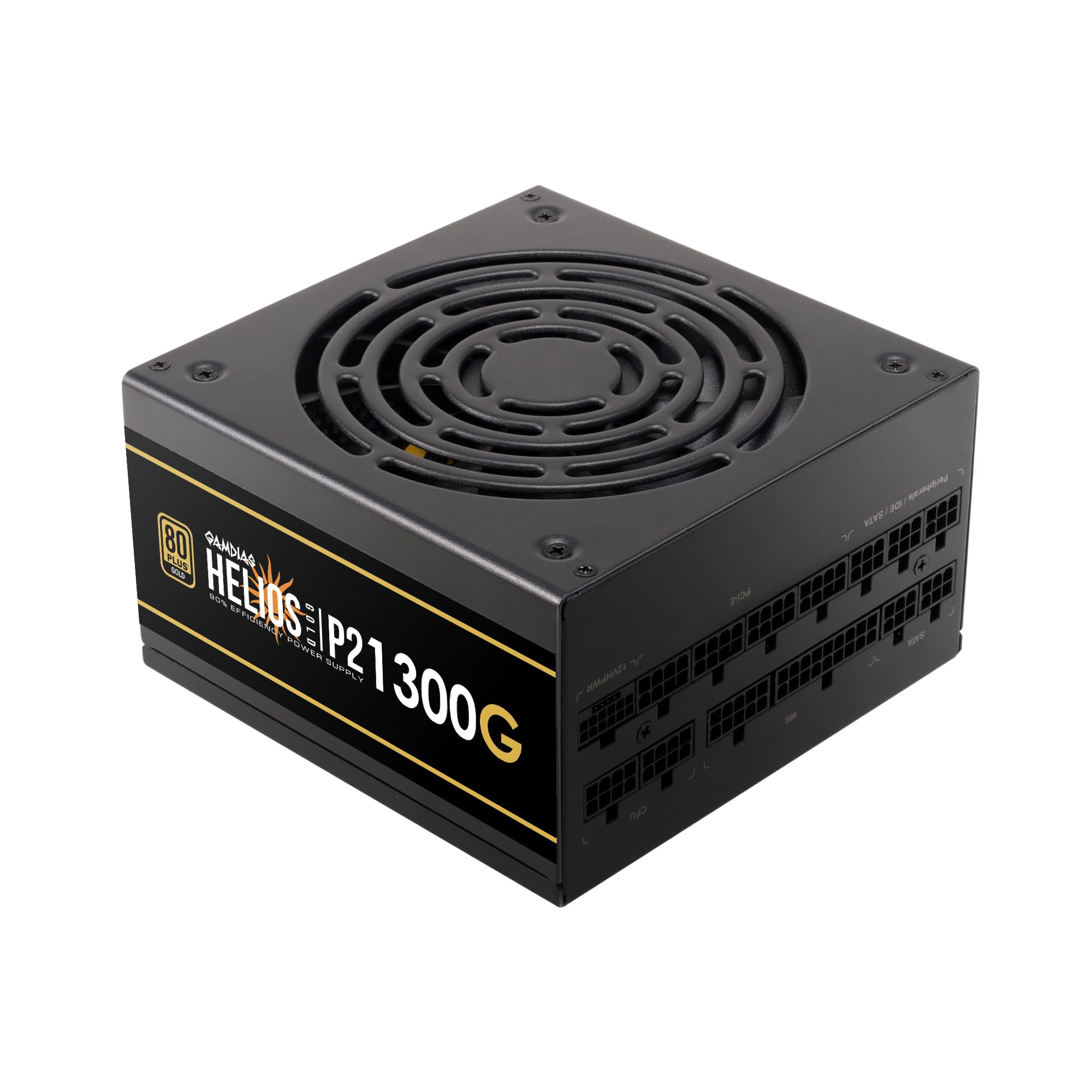GAMDIAS EU Alimentation PC ATX 1300W, Entièrement modulaire, Ventilateur Silencieux de 135 mm, 80 Plus Gold, Compatible ATX 3.0 et PCIe 5.0, 12VHPWR