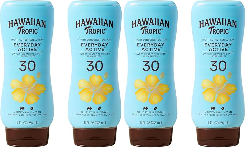Protetor solar facial Hawaiian Tropic Everyday Active FPS 30, 237 mL cada, pacote com 4