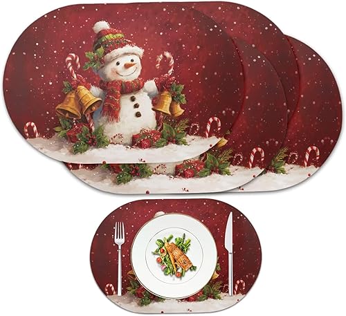 Miniatura 77 de Juego de 6 manteles individuales lavables para mesa de comedor, resistentes al calor, mesa de cocina, decoración del hogar, lavable, ovalada, de