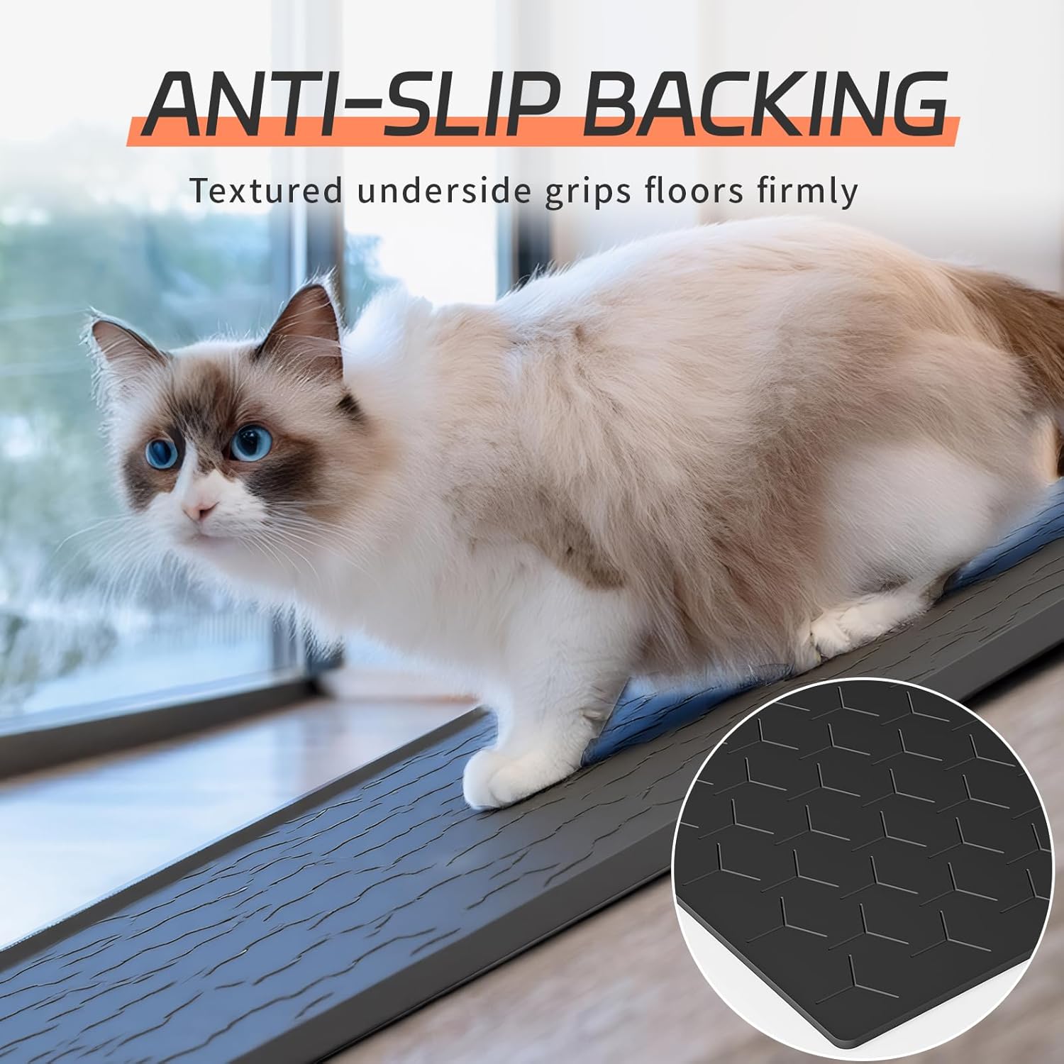 Bulkniu Large Silicone Cat Litter Mat, Waterproof/Urineproof, Litter Recycling, Easy to Clean, Soft on Kitty Paws (22"X34"- Black)