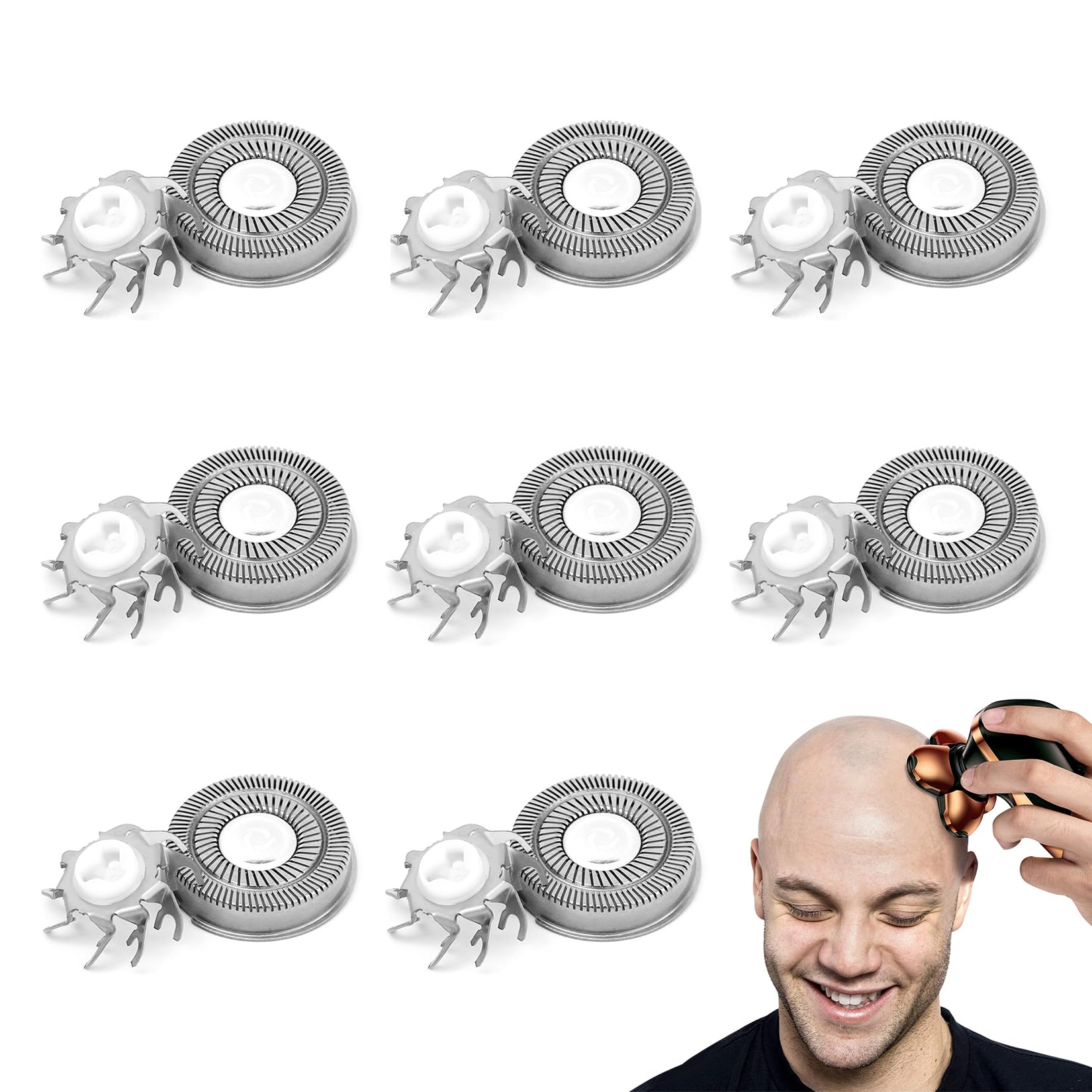 Cabeza de Afeitar Cuchillas de Repuesto para Afeitadora de Cráneo Skull Shaver Pitbull para Hombres Calvos (8 Piezas)