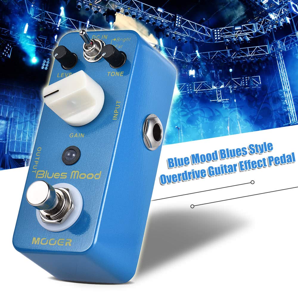 Blue Mood Blues Style Overdrive Pedale Effetto per Chitarra 2 modalità Bright Fat True Bypass Full Metal Shell per Musicisti