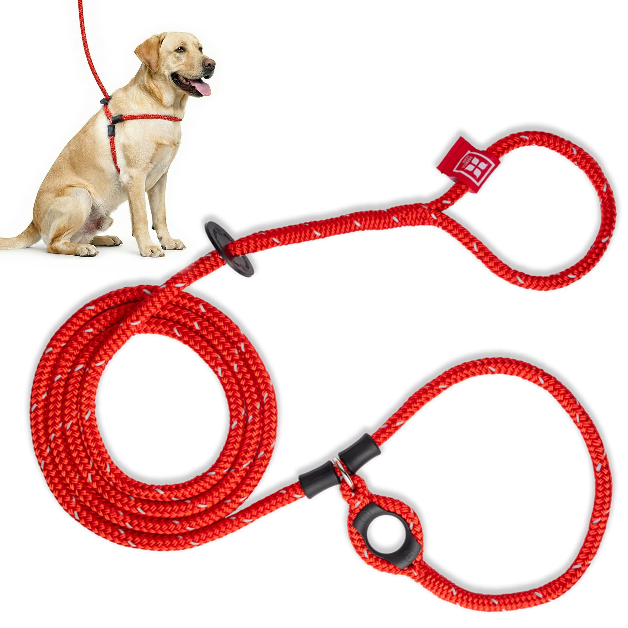 Harness Lead No Pull Dog Harness and Leash Set, Anti Pull Dog Harness for All Breeds and Sizes, One-Piece Cushioned Rope Design Safely Prevents Escaping and Pulling (Medium/Large, Red/Reflective)