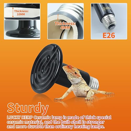 Miniatura 5 de LUCKY HERP Emisor de calor de cerámica de 100 W, bombillas de calor para reptiles, lámpara de calor de cerámica para reptiles, anfibios, pollo