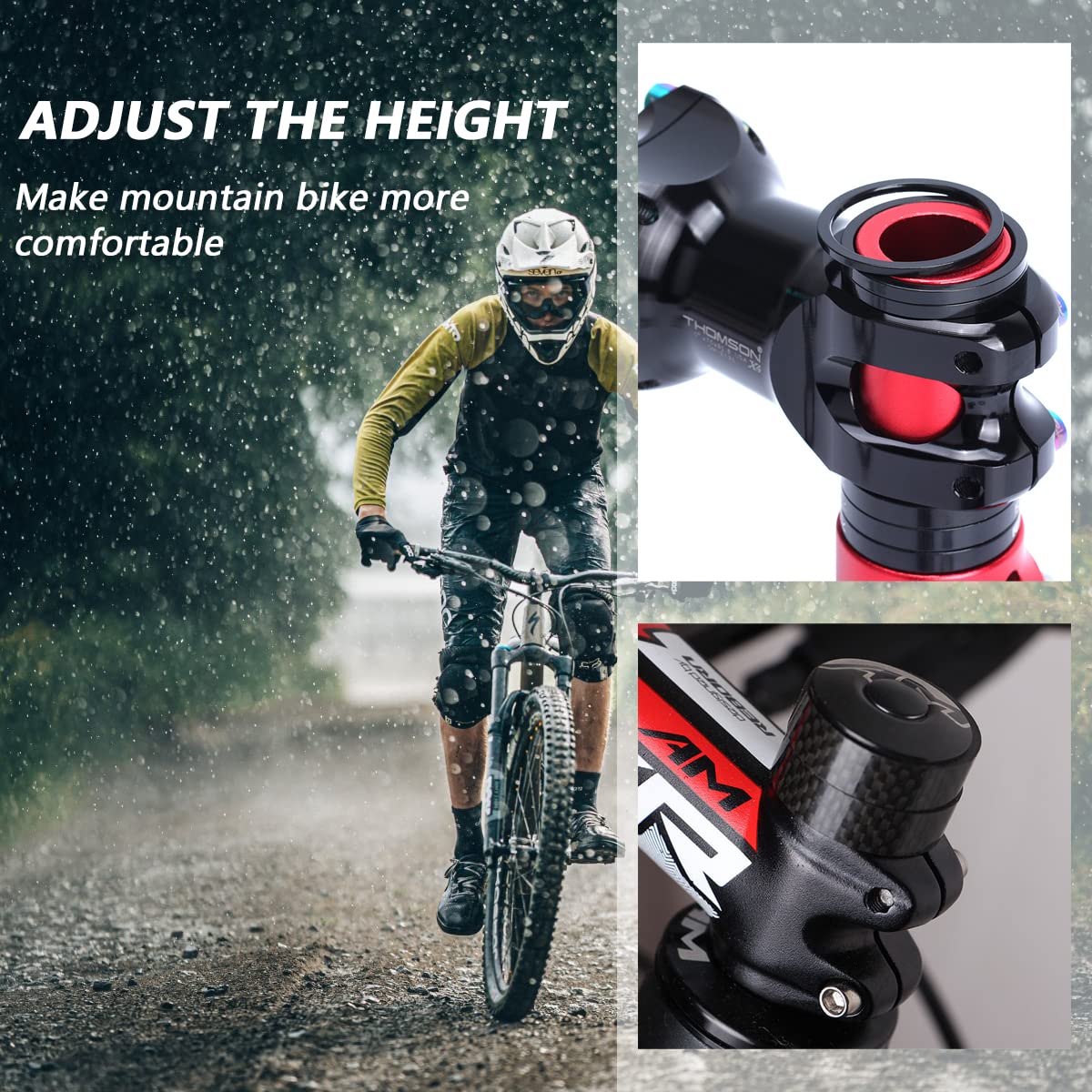 YUTOU Lot 6 Entretoises Casque Carbone 28.6mm – Épaisseurs 2/3/5/10/15/20mm – Pour VTT, Route, BMX