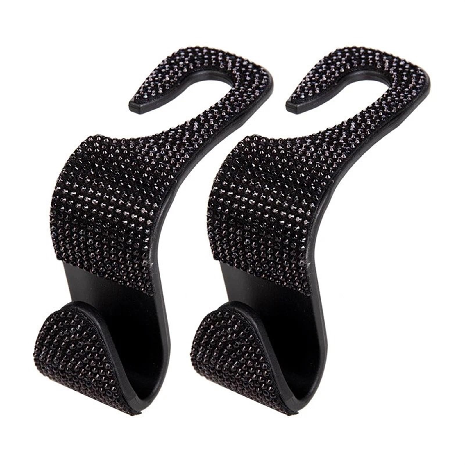Sxutop Lot De 4 Crochets Dossier Siège Voiture En Cuir – Crochets Appui-Tête 360° Pour Sacs, Courses, Vêtements – Noir Double Crochet