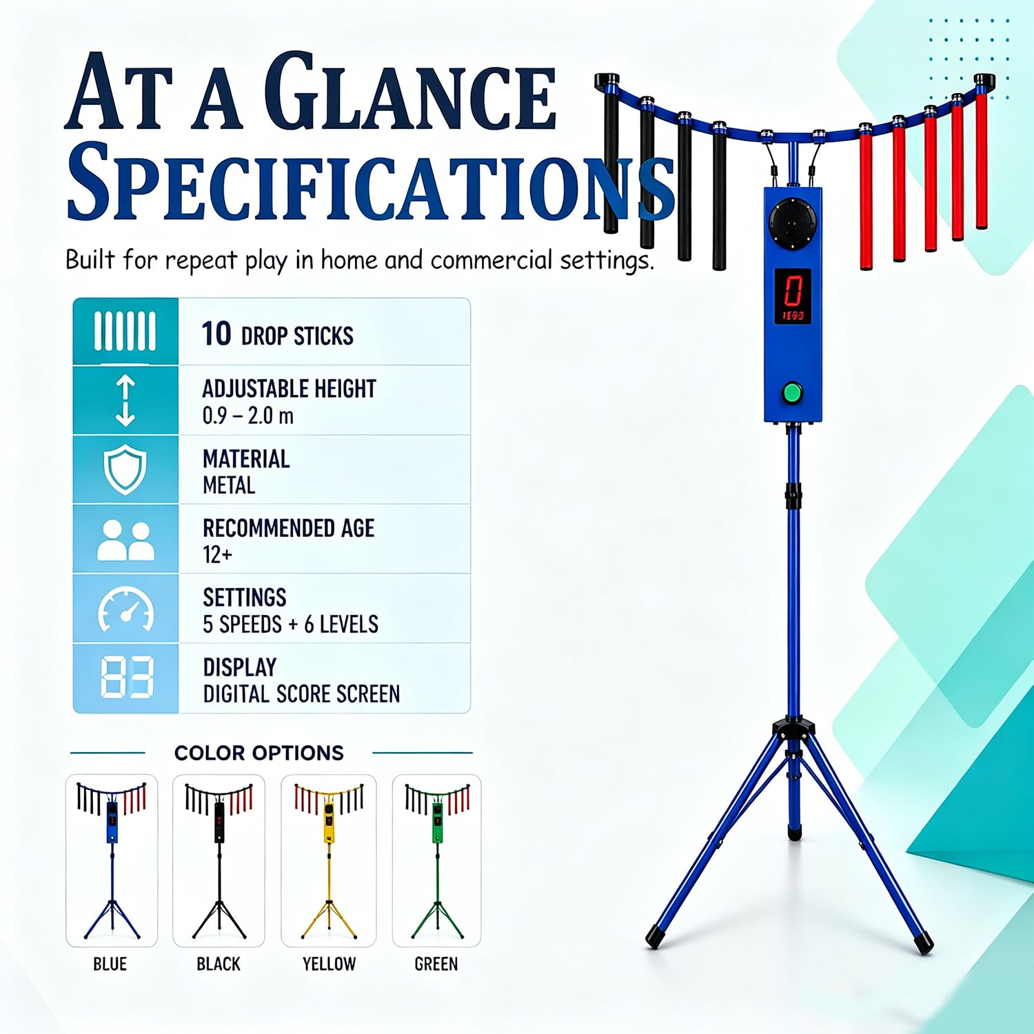 Macchina Arcade Riflessi con Display LED E 10 Bastoncini Blue