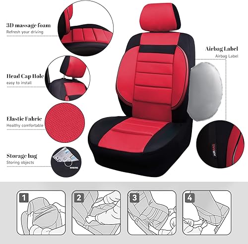 Miniatura 10 de CAR PASS 6 fundas de asiento de coche de espuma 3D, ajuste universal, elegante, solo para asientos delanteros, para SUV, furgoneta, saden, camiones,