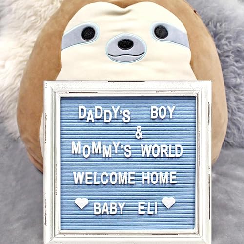 Miniatura 9 de Tablero de letras grande de fieltro rosa con marco vintage rústico de madera blanca y soporte de Felt Creative Home Goods de 12 x 16 pulgadas,