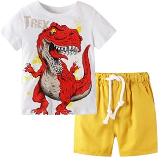 BIBNice Toddler Boys Cotton Clothes Sets Short Sleeve Tee and Shorts 18M-7Y Price In India