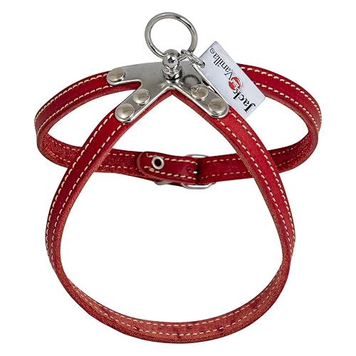 JACK AND VANILLA, arnés ergonómico de Piel roja para Perro, Ajuste cómodo, fácil de Poner