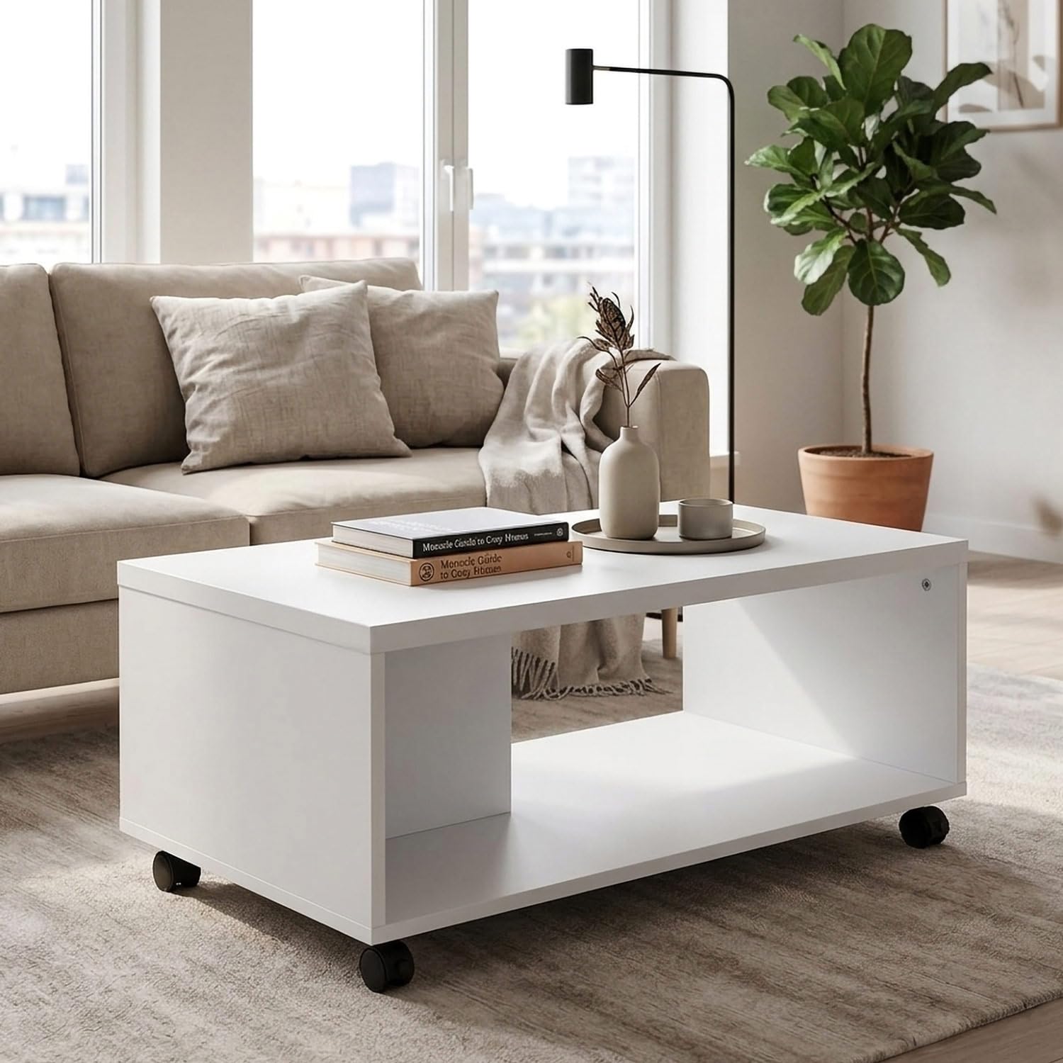 Nilkamal Myra Wooden Center Table | Coffee Table with 1 Surface Top and 1 Shelf | Engineered Wood | Tea Table for Home, Living Room, Office | White | DIY(Do It Yourself)-image-23