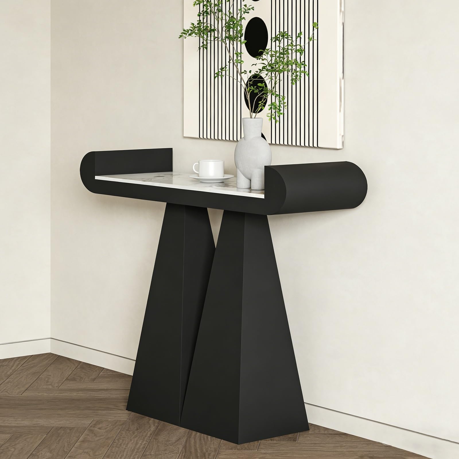 Tavolo consolle moderno – Tavolo da ingresso in lastra di roccia per soggiorno corridoio – design stretto e lungo