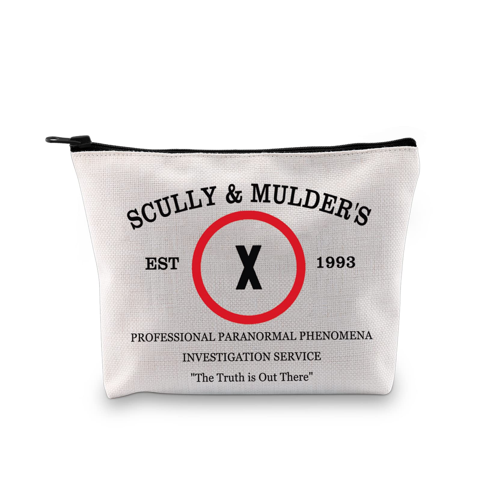 G2TUP Science Fiction TV Show Gift Scully & Mulder's Paranormal Investigation Makeup Bag Scully And Mulder Cosmetic Bag TV Show Merchandise, Paranormal Investigation White Bag