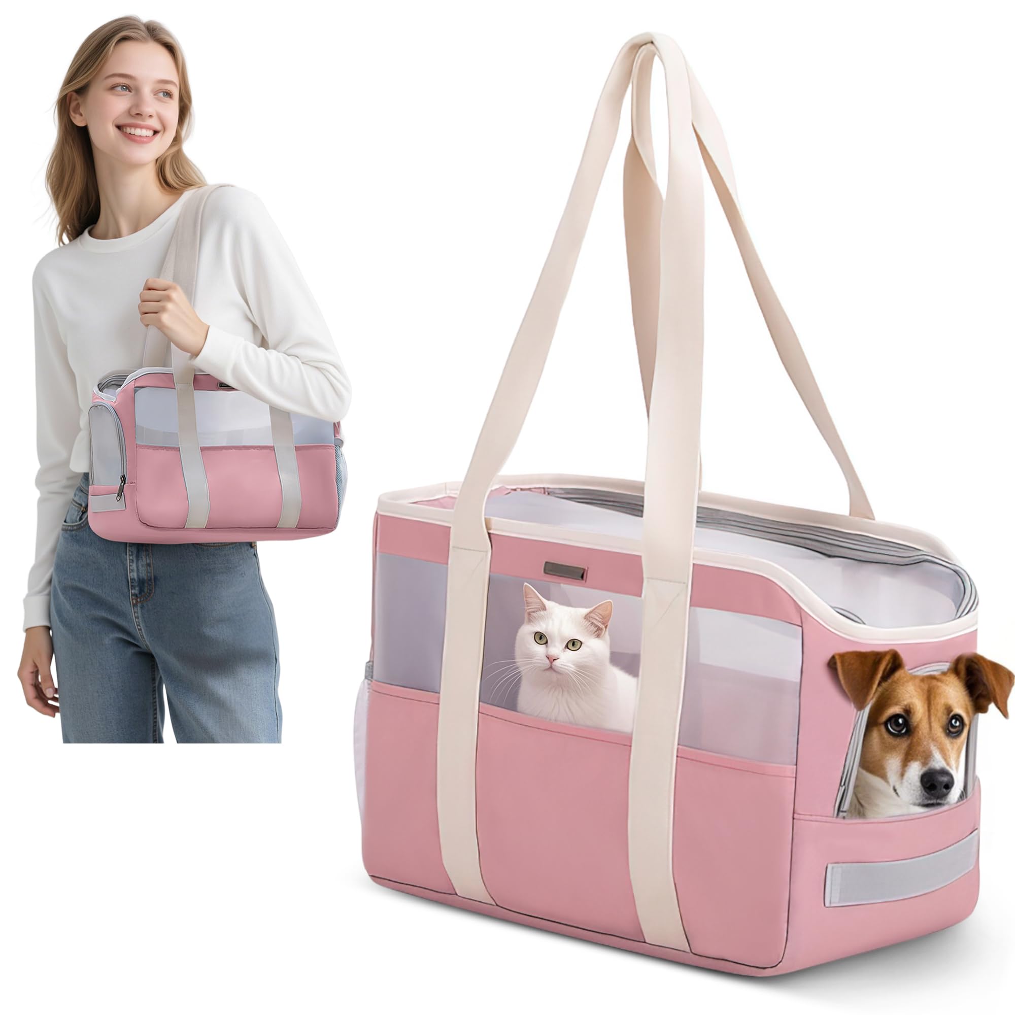 ALLSOPETS Soft Pet Carrier Bag for Small Dogs and Cats Foldable Breathable Dog Handbag with Safety Strap