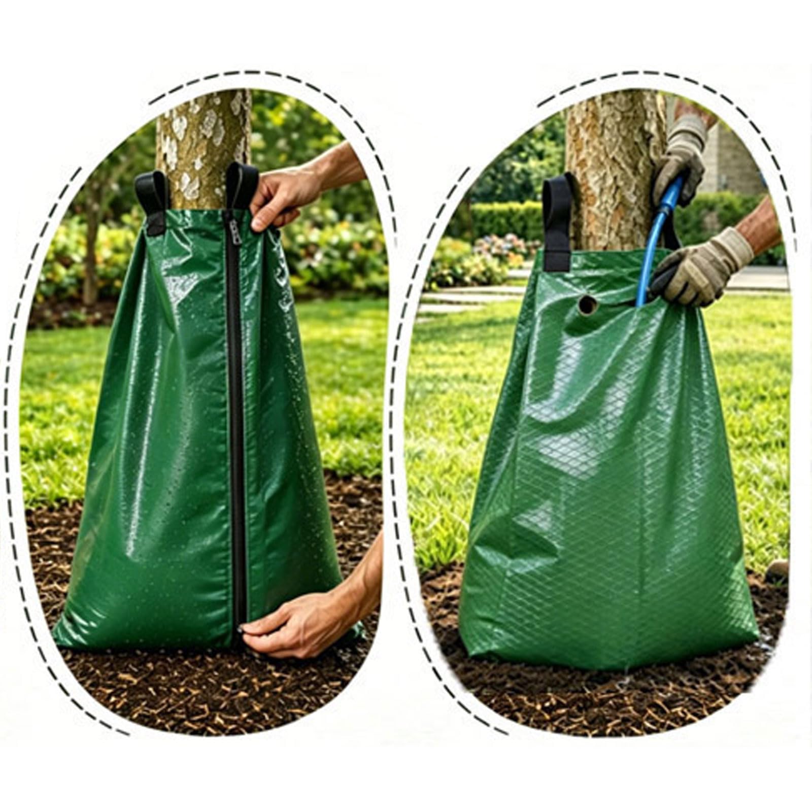Sacco per irrigazione a lento rilascio per alberi, vesciche, irrigazione automatica profonda, irrigatore per radici, globo, per nuove piante, alberi, tronco, 20 galloni (confezione da 2)