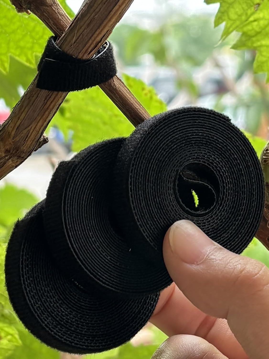 3Rolls 200CM/Roll Nylon Plant Ties Resealable Cable Twine Self Adhesive Plant Fastener Tape for Support Garden Supplies,Black