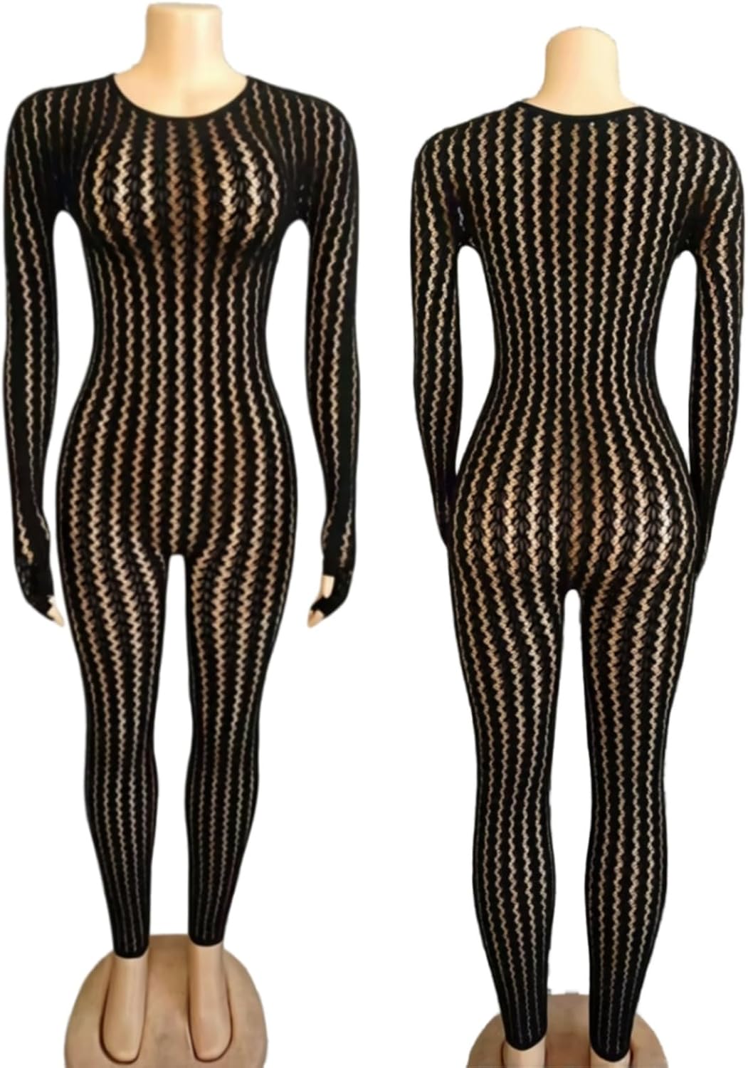 Bodystocking for Women Long Sleeve See Through Jumpsuits Sexy Rave Oufits Clubwear