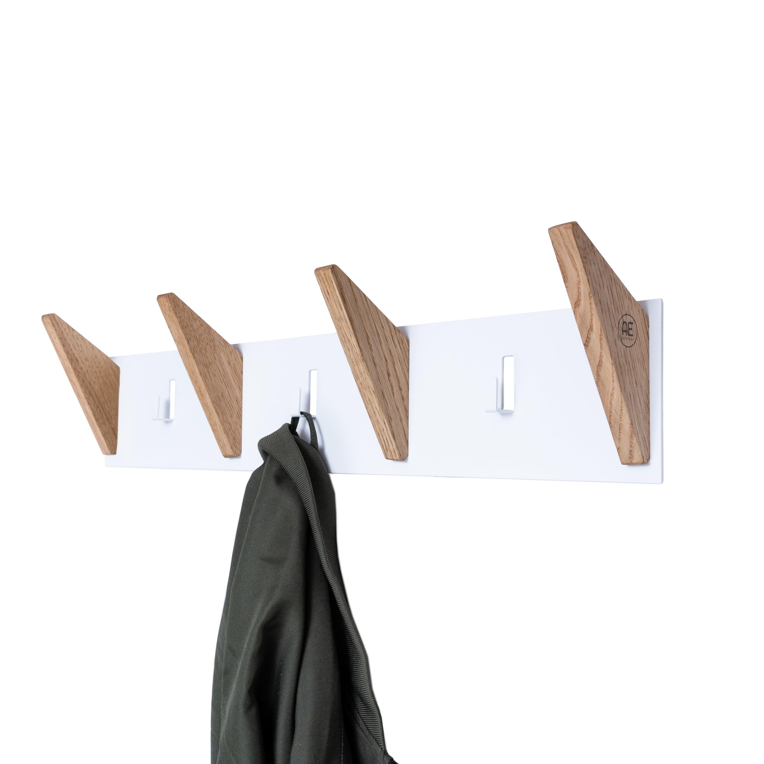 AE Günther® | Wandgarderobe Modern | Garderobenleiste aus Metall | Garderobenhaken Eiche
