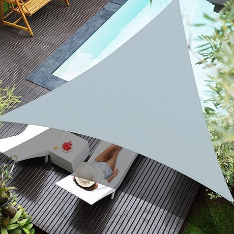 20x20x20 Gray Sun Shade Triangle Sail: 95% UV Protection, Waterproof and Breathable