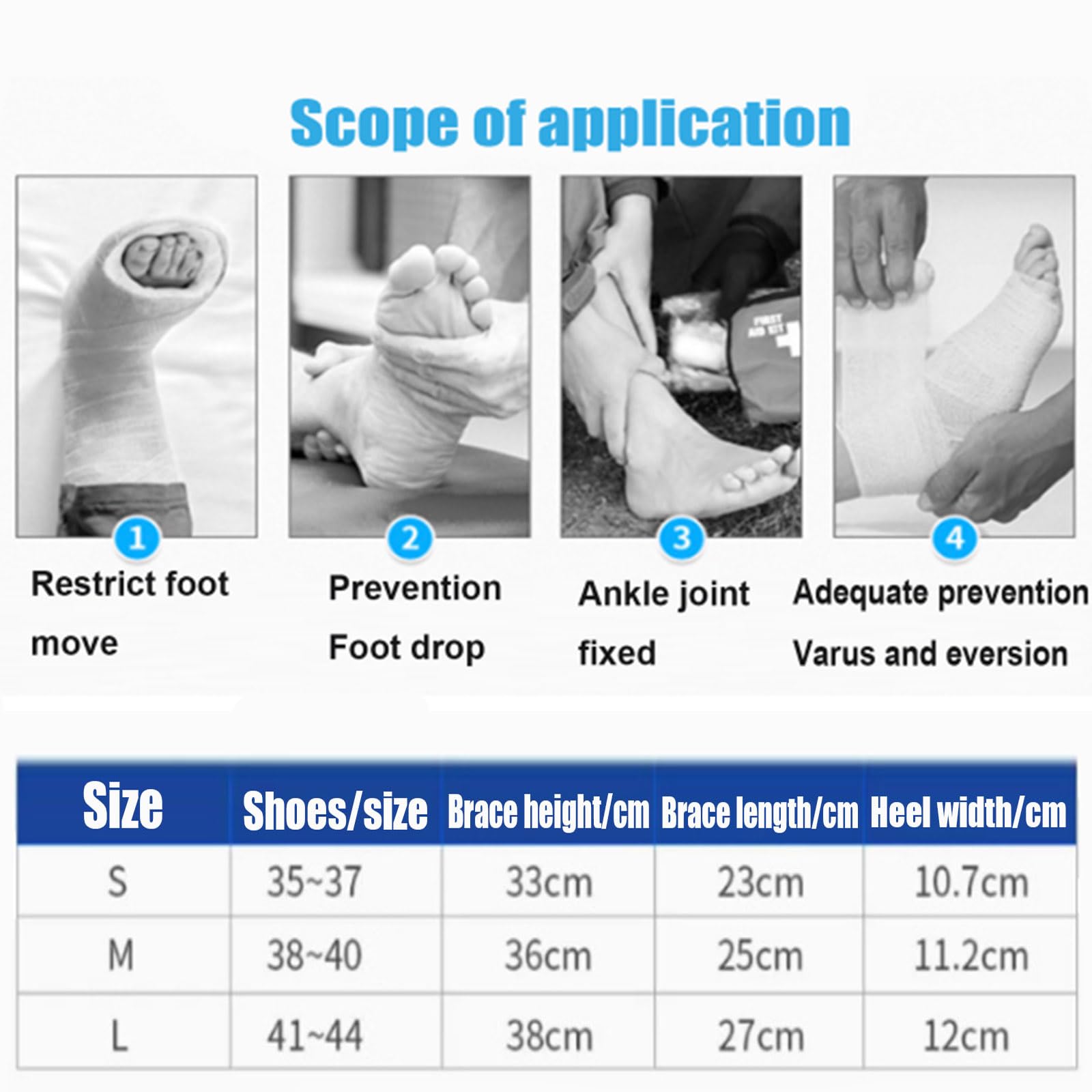 HUANGJUN Soporte para caída del pie Fascitis plantar Férula nocturna para el pie Soporte ajustable para tendinitis de Aquiles para fascia, tendón y recuperación posoperatoria, B, S