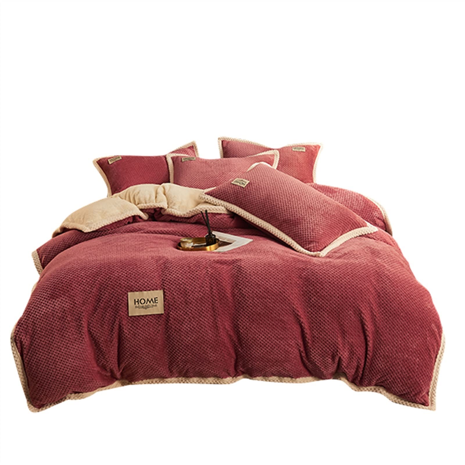 Parure de Lit Velours Cachemire Anti-Froid - Housse Couette Bleu Lit Double Douillette