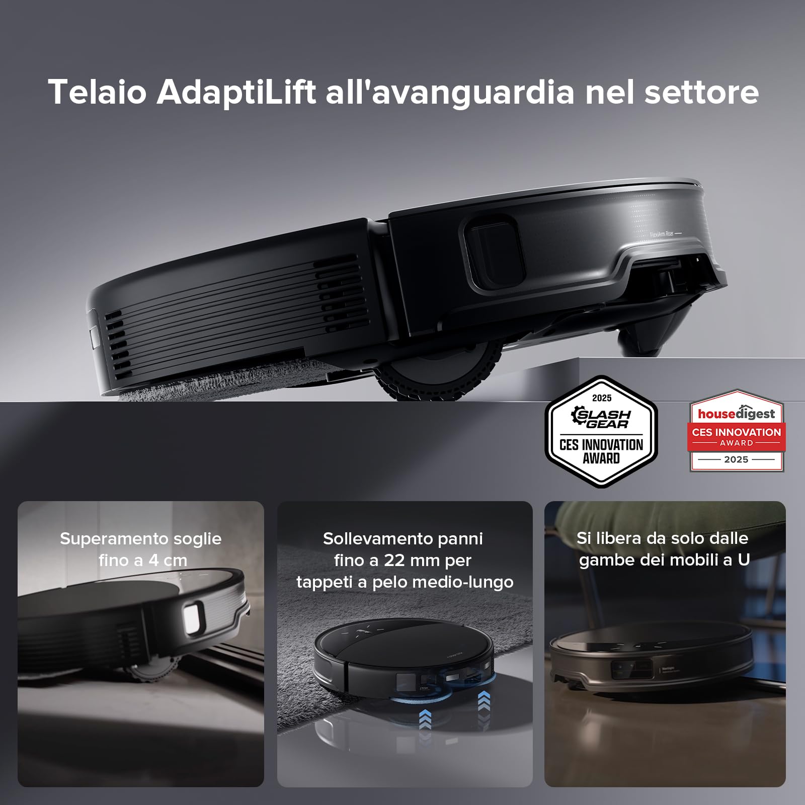 roborock Saros 10R Robot Aspirapolvere, 7,98 cm, Antigroviglio, Telaio AdaptiLift, Rimozione Automatica dei Moci, Pulizia degli Angoli e dei Bordi, Stazione Multifunzionale 4.0, Hello Rocky