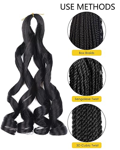 Miniatura 77 de Cabello rizado francés trenzado de 20 pulgadas, color 4, cabello rizado preestirado, 8 paquetes de trenzas de ganchillo para trenzas de caja