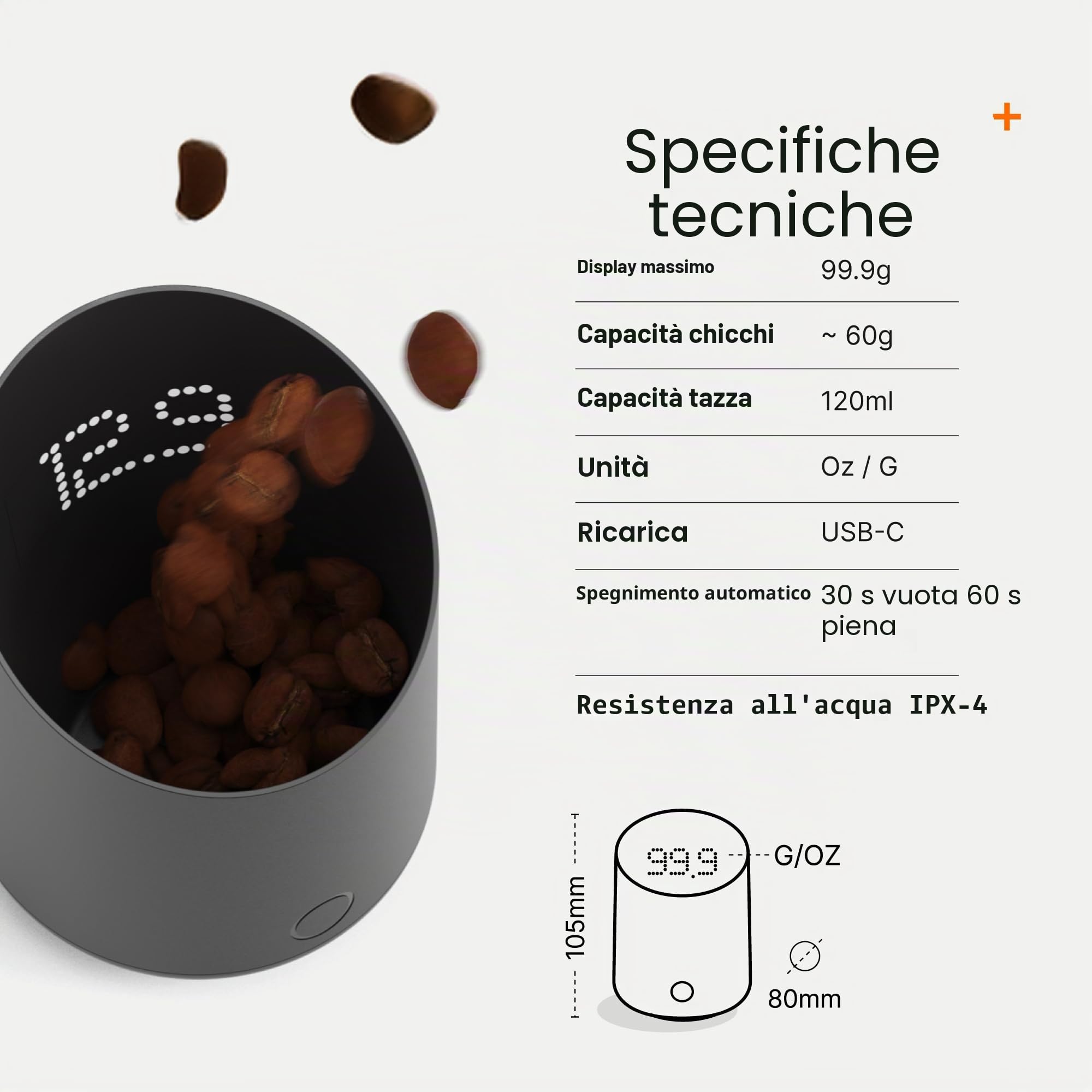 Subminimal SubScale, Bilancia di Precisione per Caffè, Misurazione Ultra-Precisa per Espresso, Bilancia Compatta con Display Reattivo e Design Minimalista