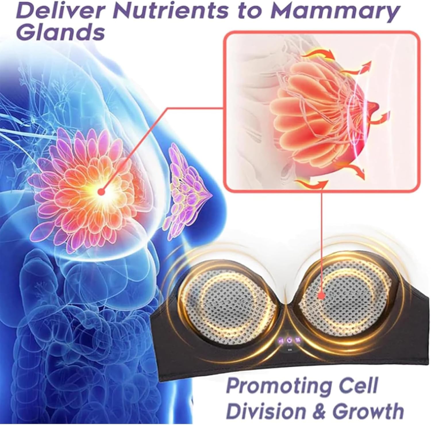 Enhancement Heated Bra Massager, USB Wireless Breast Massager for Shaping Beautiful Chest Anti Sagging, for Breast Growth and Firming - Image 2