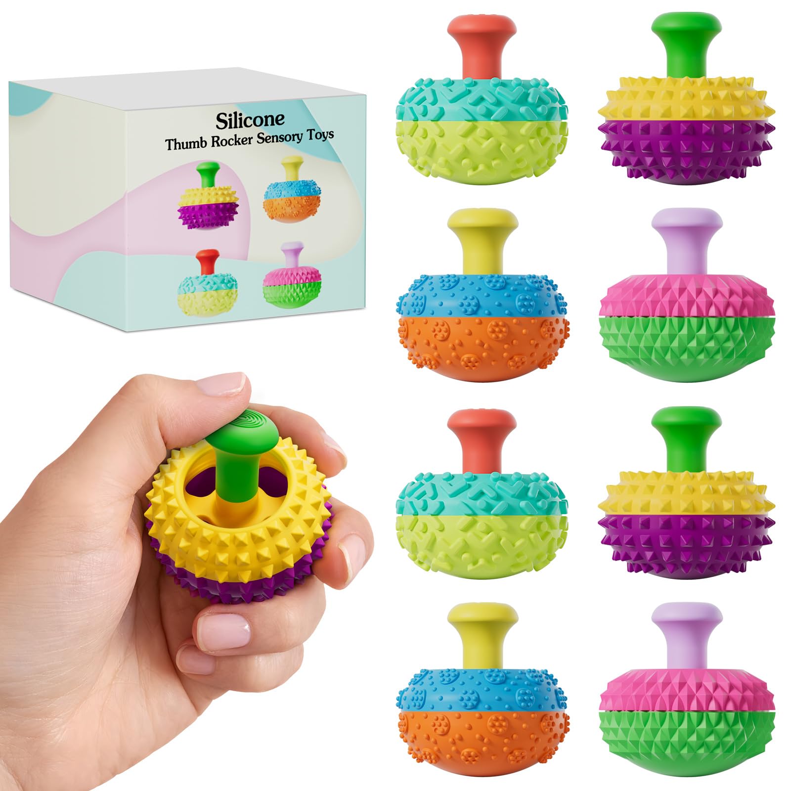 Photo 1 of Silicone Thumb Rocker Fidget Toys for Kids Adults ,8PCS Stress Relief Sensory Toys for Autism ADHD Anxiety,Fun Textures Gadgets,Office Desk Toy,Stocking Stuffers for Women Men Teen Gifts