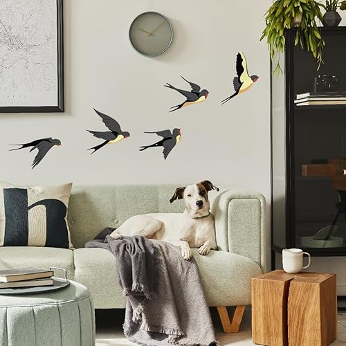Miniatura 6 de Winhappyhome Pegatina de pared con patrón de golondrinas voladoras para sala de estar, habitación de niños, jardín de infantes decoración de pared