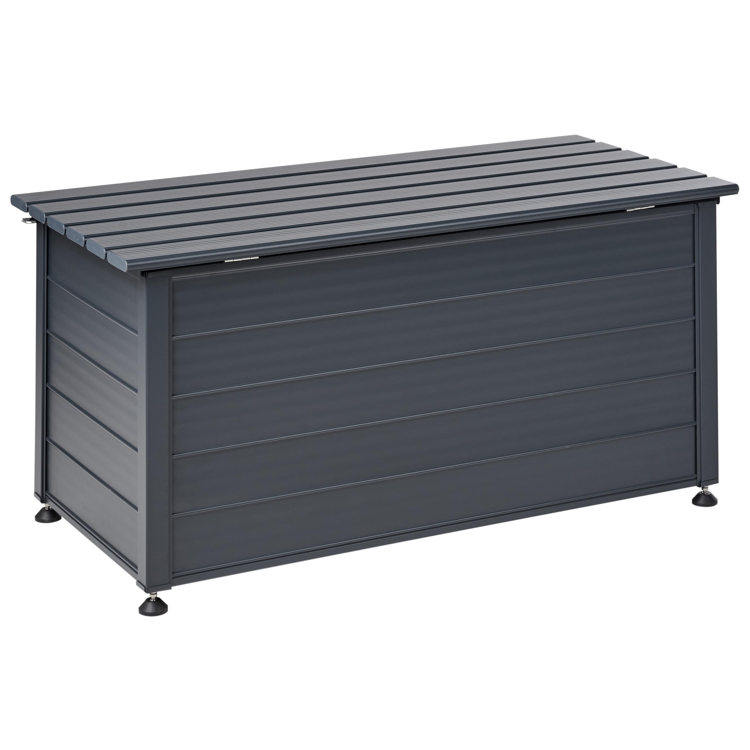 Beliani Coffre d'Extérieur de Rangement en Aluminium 123 x 60 cm Meuble de Jardin Gris Foncé Campalto