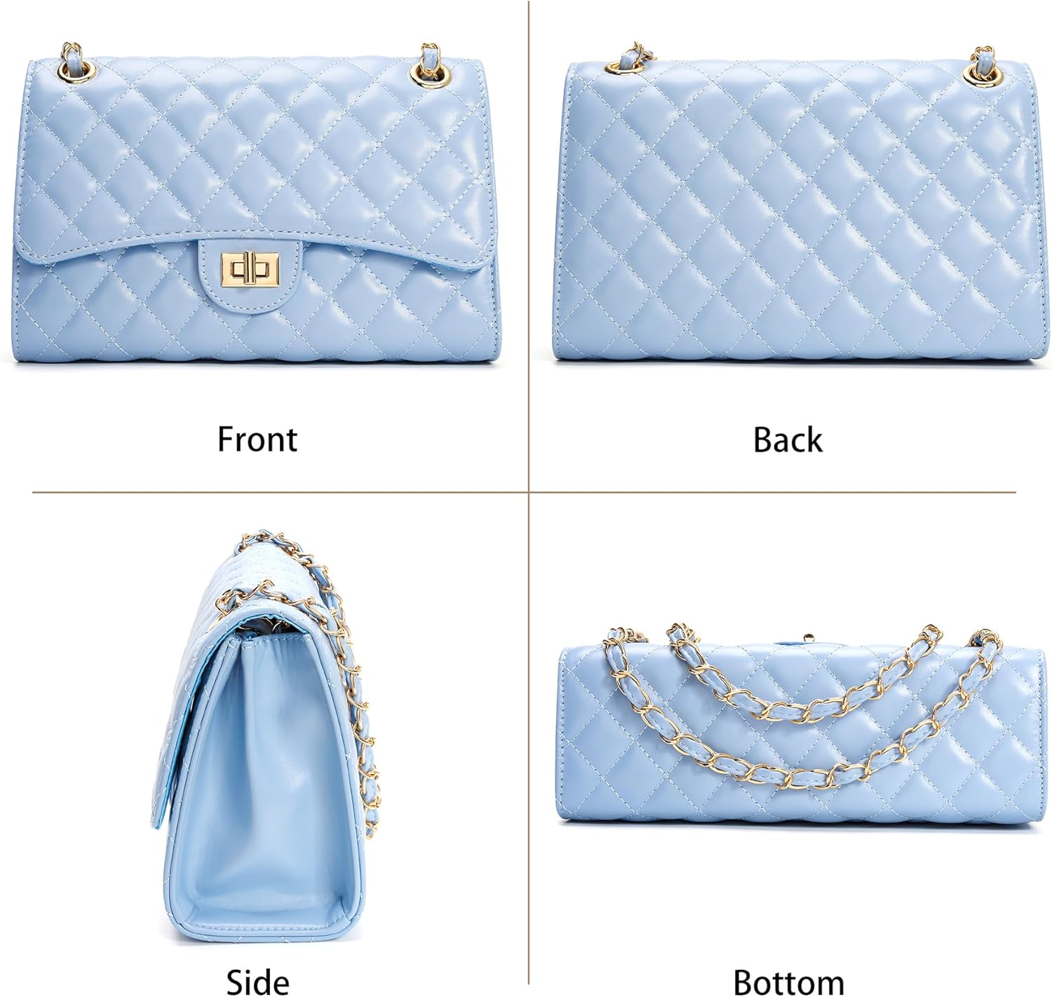 Quilted Crossbody Purse for Women Trendy Ladies Shoulder Bag with Chain Strap PU Leather Cross Body Bags Satchel HandBag - Image 3