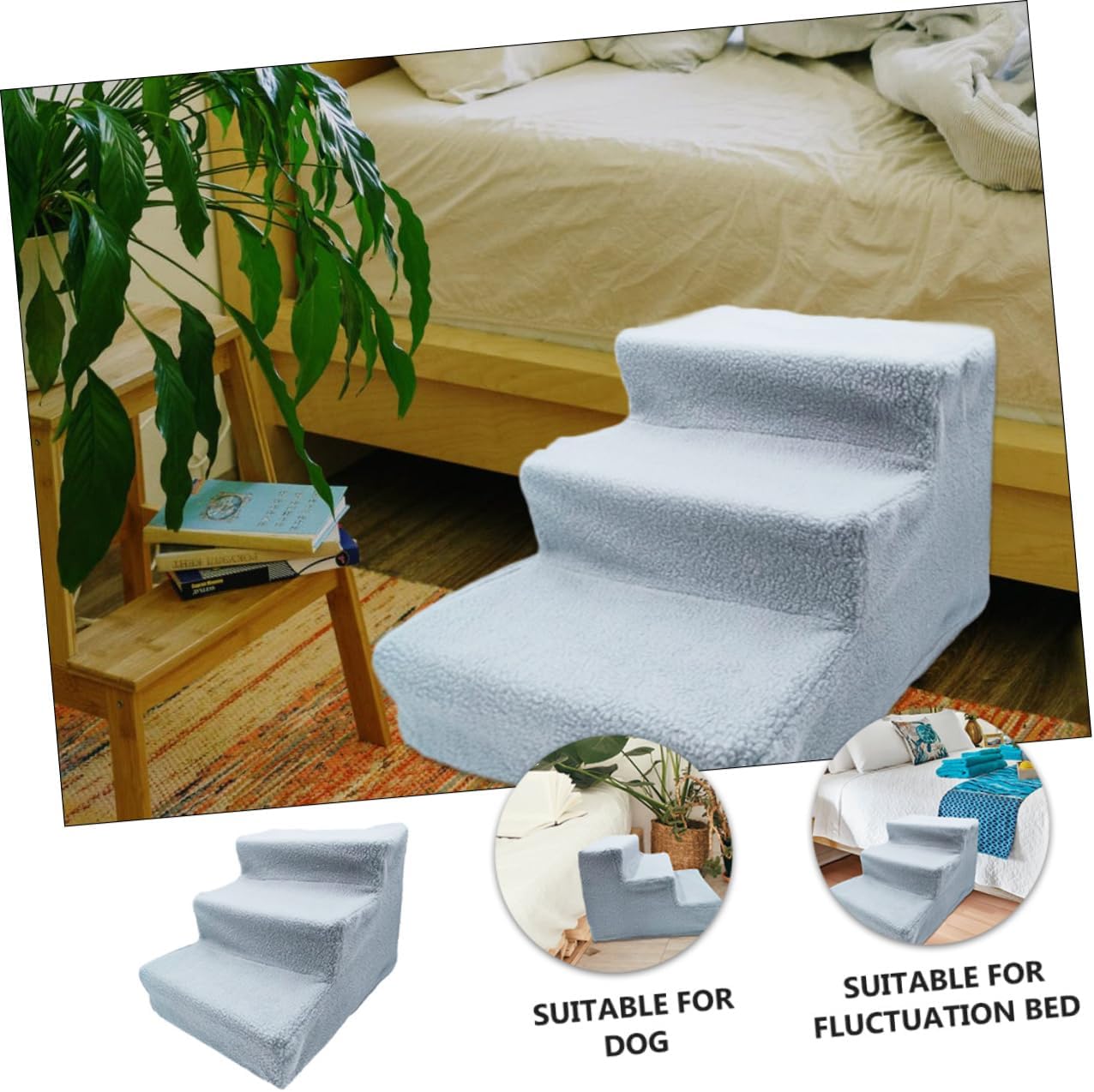 Kisangel PET Stairs for Dogs and Cats Non-Slip Ramp for Beds and Cars Sturdy PET Climb Ladder Easy Access
