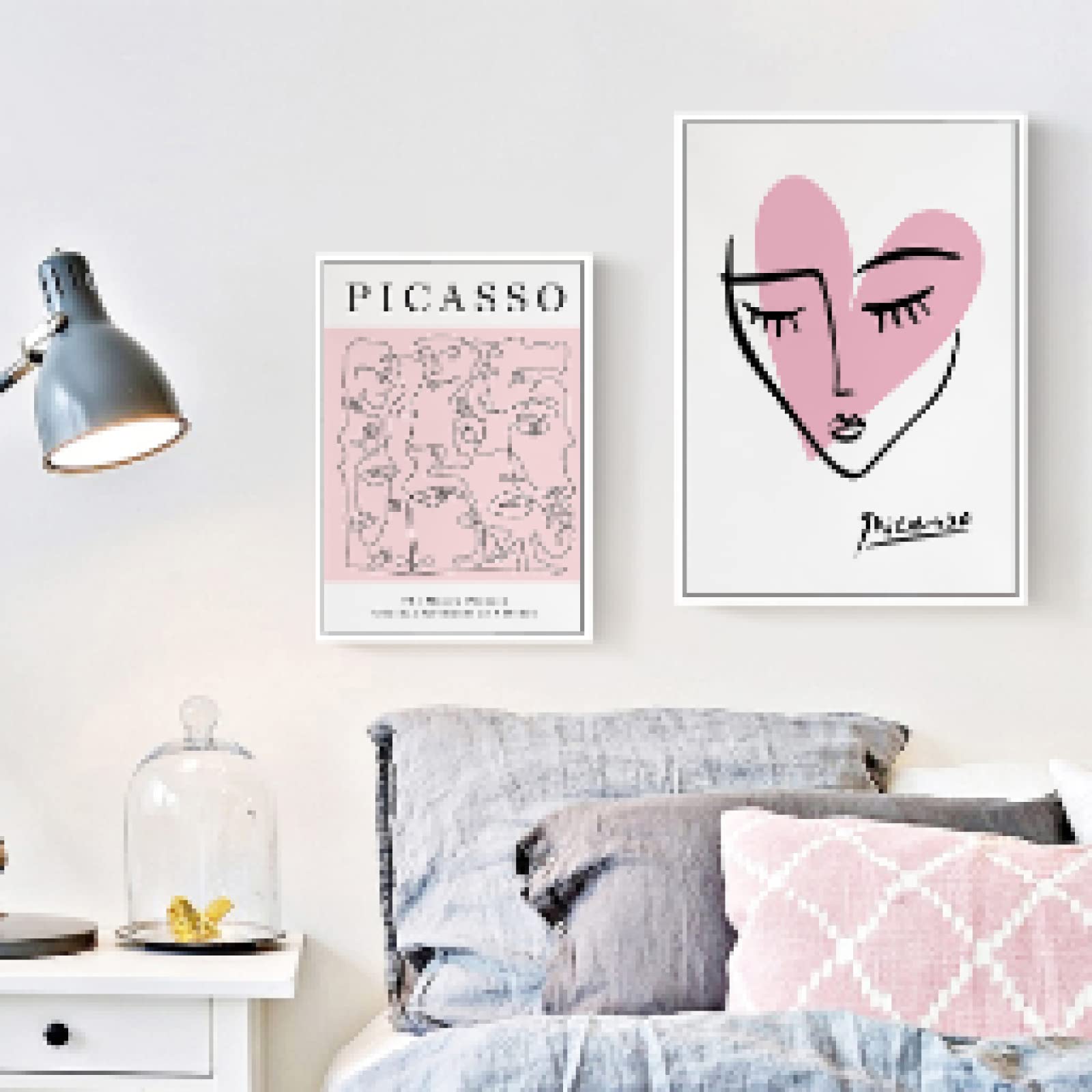 dsdsgog Exposición Arte de la pared Pintura en lienzo Picasso Matisse Venus Pink Prints Abstract Kiss Dance Posters Minimalista Dormitorio Decoración 60x90cmx2 Sin marco
