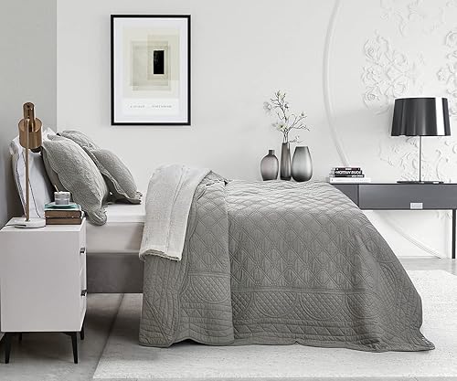 Miniatura 3 de CHIXIN Colcha de algodón de gran tamaño tamaño Queen - Costuras reales - Funda de cama acolchada de lujo para todas las estaciones, reversible,