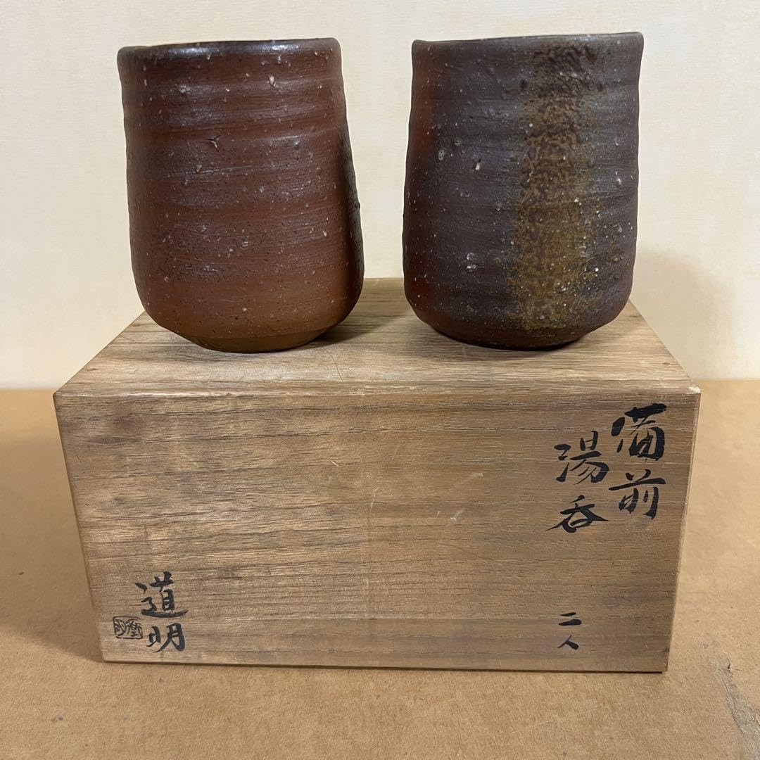Michiaki Kaneshige Bizen Sake Cup 2 Piece Bizen Ware Yonoko Kaneshige