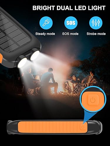Miniatura 3 de Cargador solar de 38800 mAh, impermeable, portátil, con linterna LED, batería externa de carga rápida USB C, compatible con exteriores, campamento,
