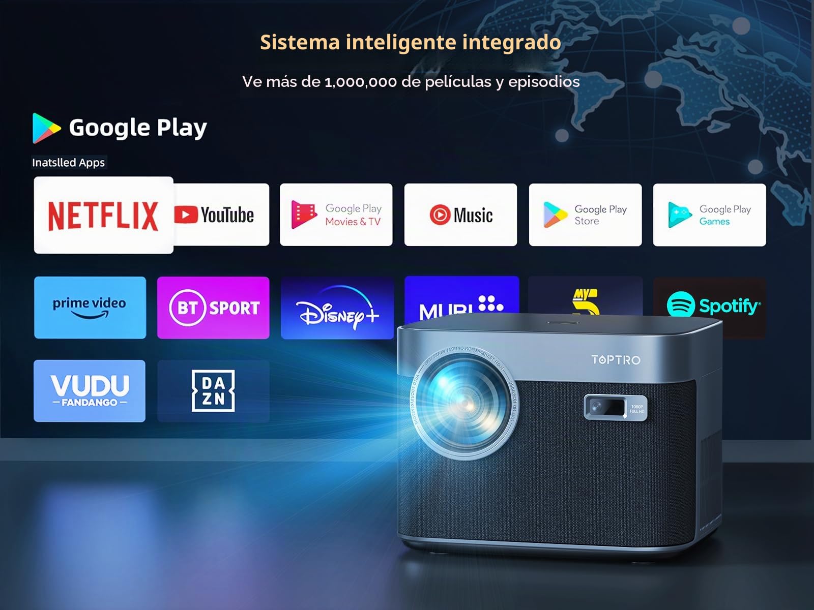 Amazon.com: [Auto Focus/Keystone] Proyector de TV Android TOPTRO