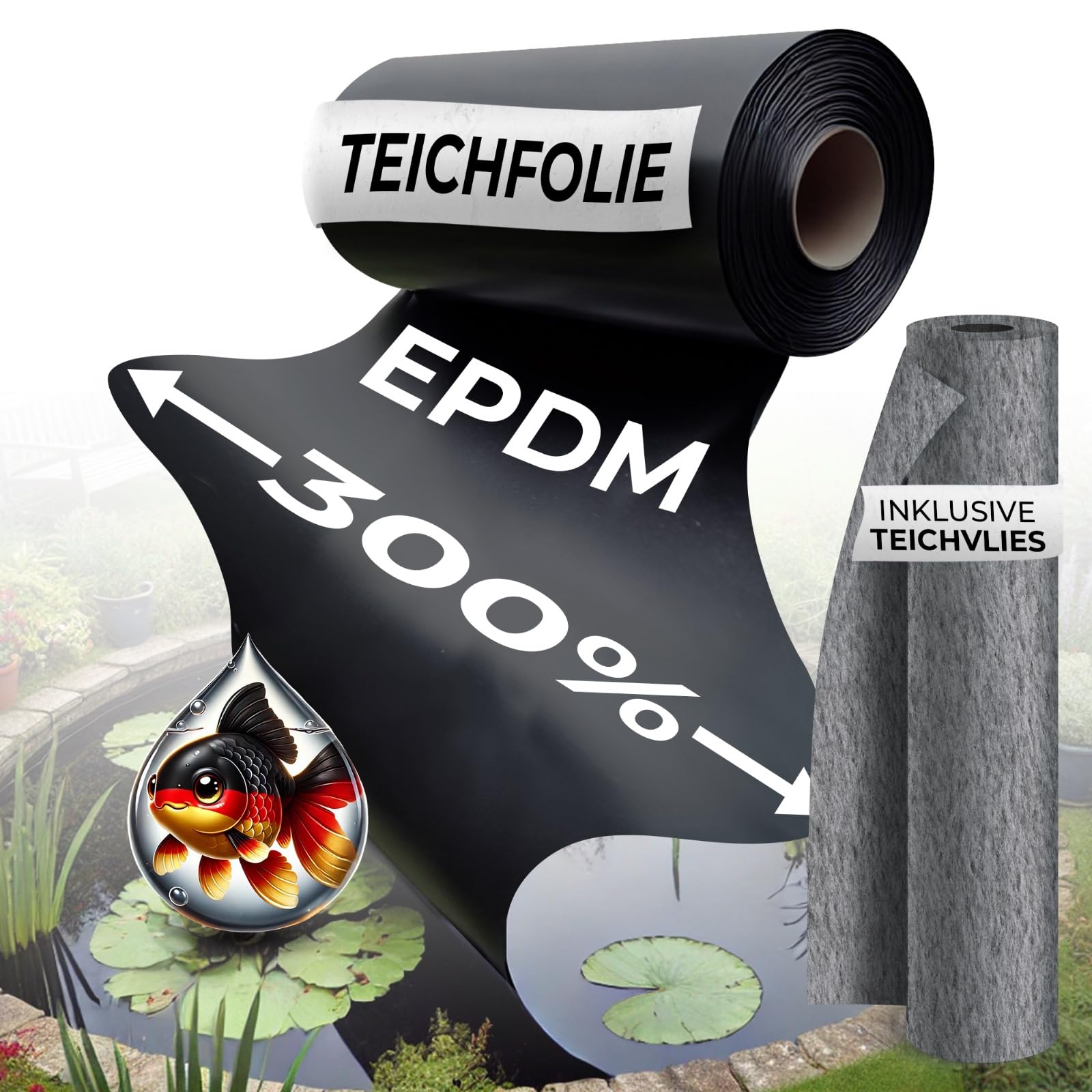 Teichfolie mit Vlies - Teichfolie 6 x 6 m aus EPDM Folie mit Teichvlies 500 g/m² für Teich Schwimmteich Gartenteich Badeteich - Teichfolie 1mm kaufen