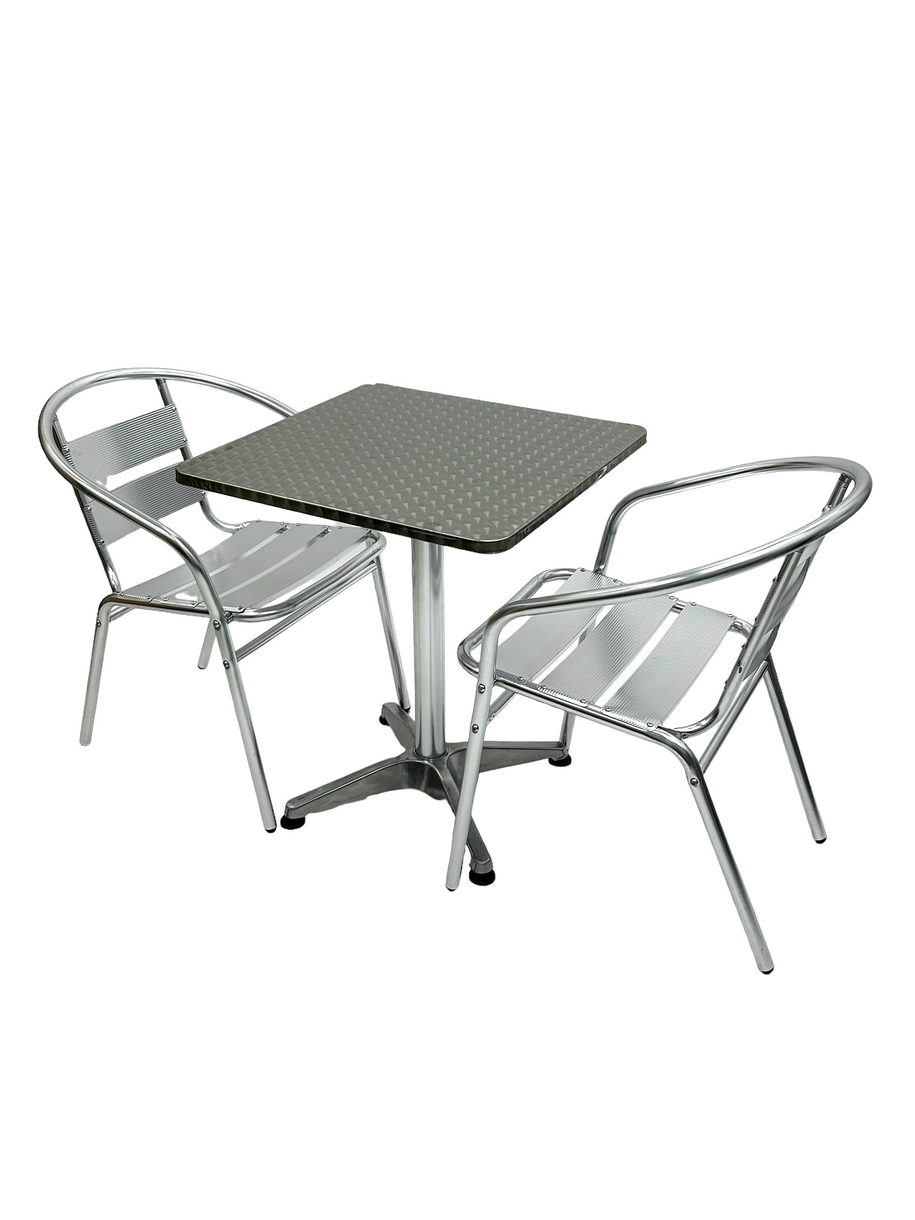 Aluminium Garden Furniture Sets, Balcony Sets - 2 x Aluminium Chairs & 1 Square Table
