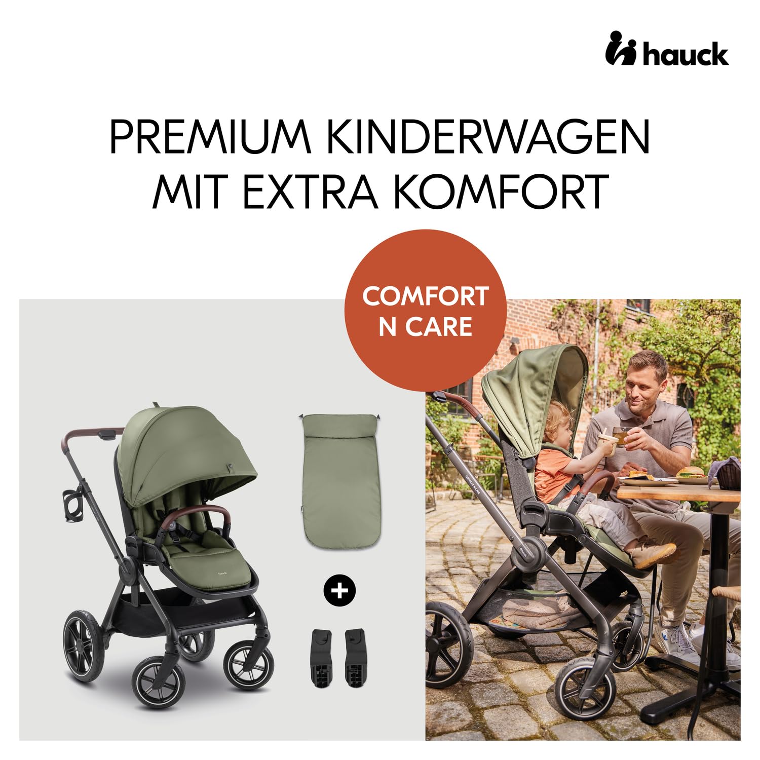 hauck Passeggino con Coprigambe e Portabevande, Comfort N Care Olive