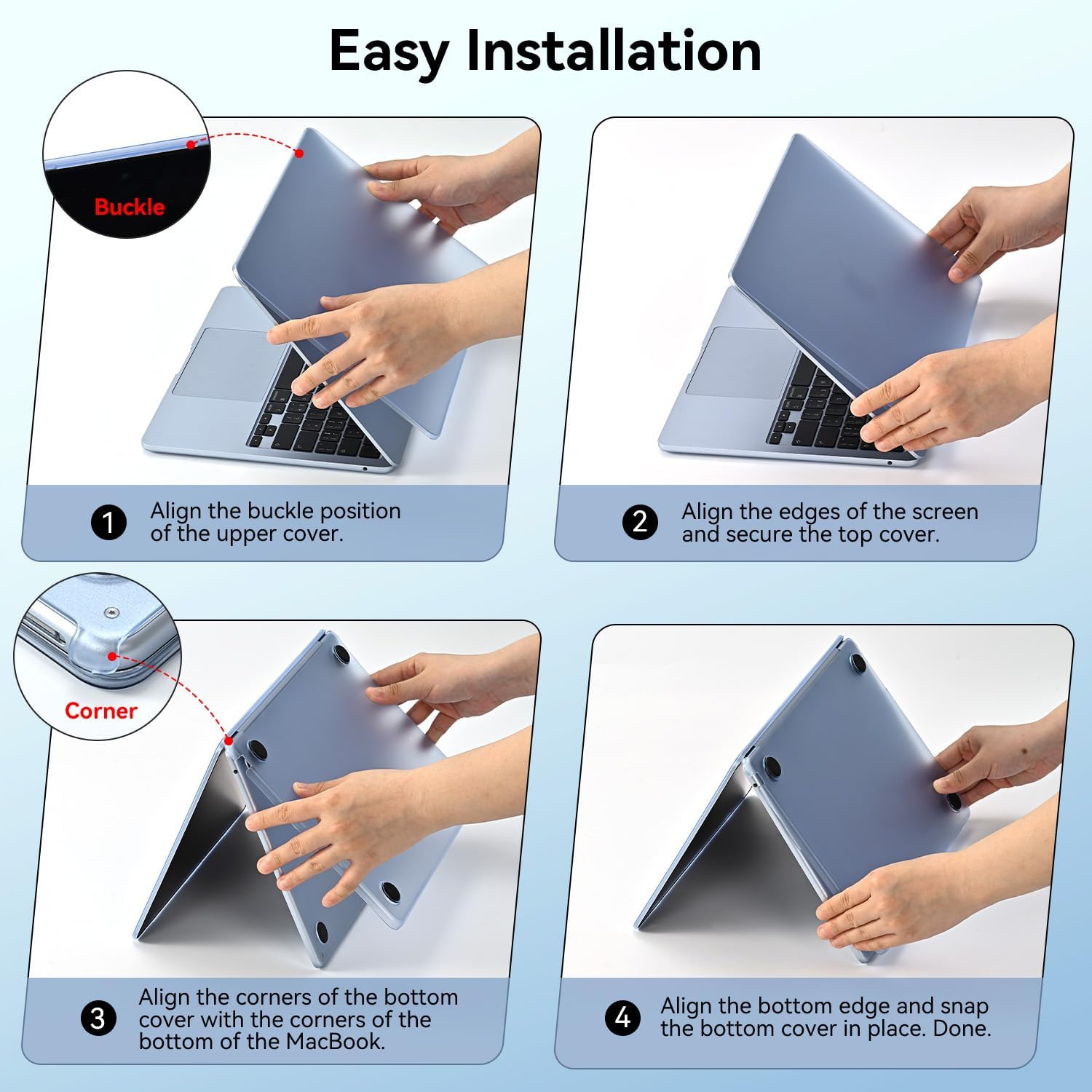 EooCoo Compatible with MacBook Air 13 inch Case M4 2026 2025-2022 M3 M2 A3240 A3113 A2681, Upgrade Matte, Scratch Resistant, Sturdy Protective Hard Shell for Mac Air 13.6 inch Case, Sky Blue Clear - Image 7