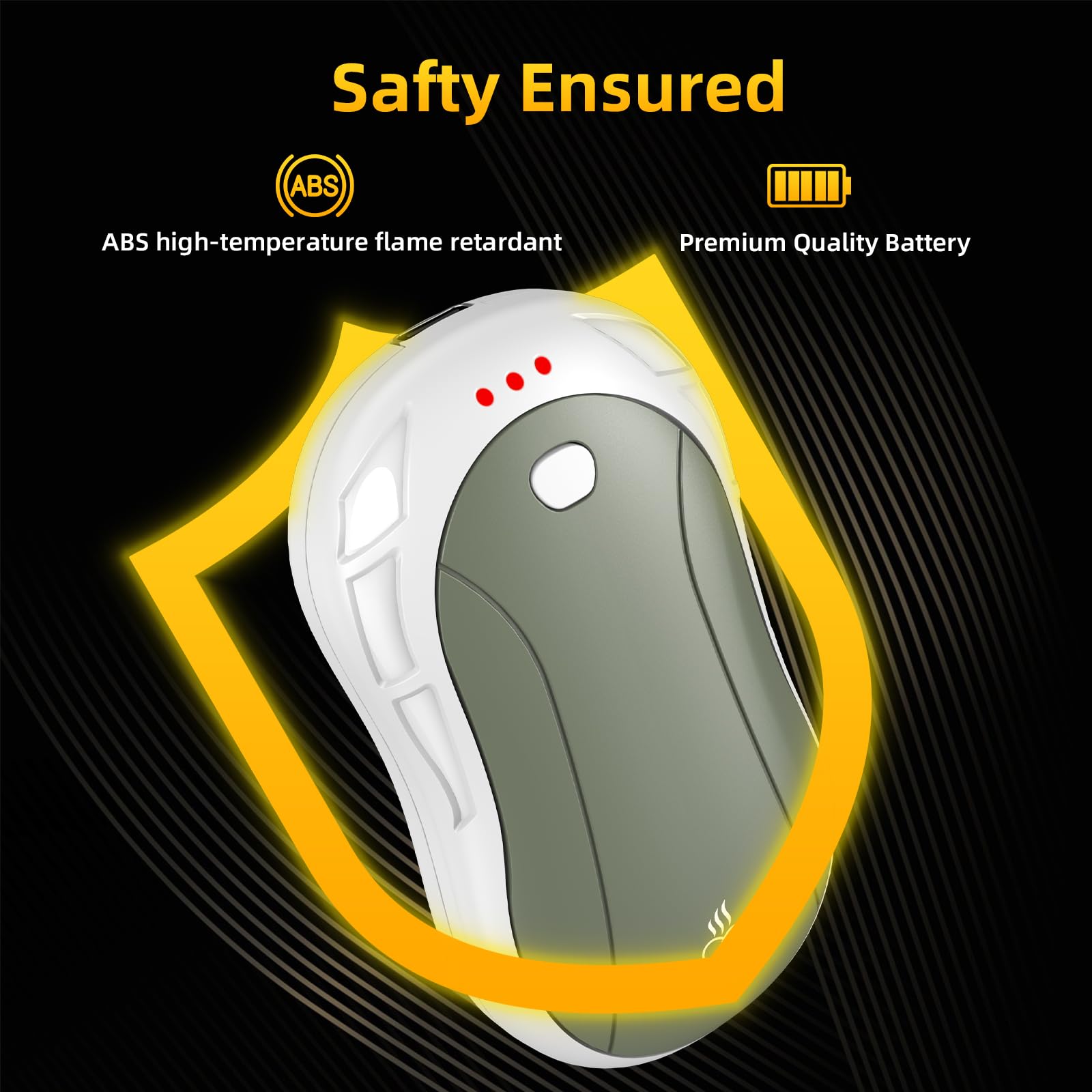 Scaldamani Ricaricabile,Scaldamani Elettrico Riutilizzabile,5200mAh Scaldamani Split Adatto Esterno/Pesca/Campeggio/Ciclismo e Alpinismo,Bianco Verde