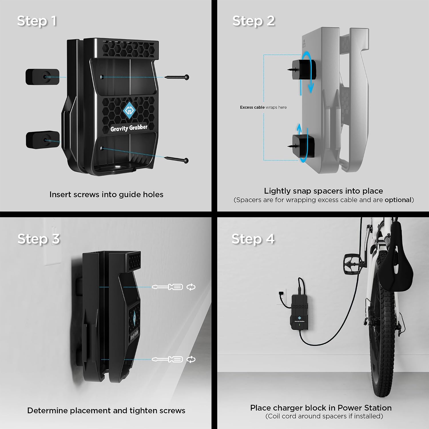 Power Station – Specialized Turbo E-Bike Charger Wall Mount | Secure, Heat-Resistant Storage | Fits Turbo Levo, Kenevo, Vado, Como, Tero | Garage Organization | E-Bike Charger Mount
