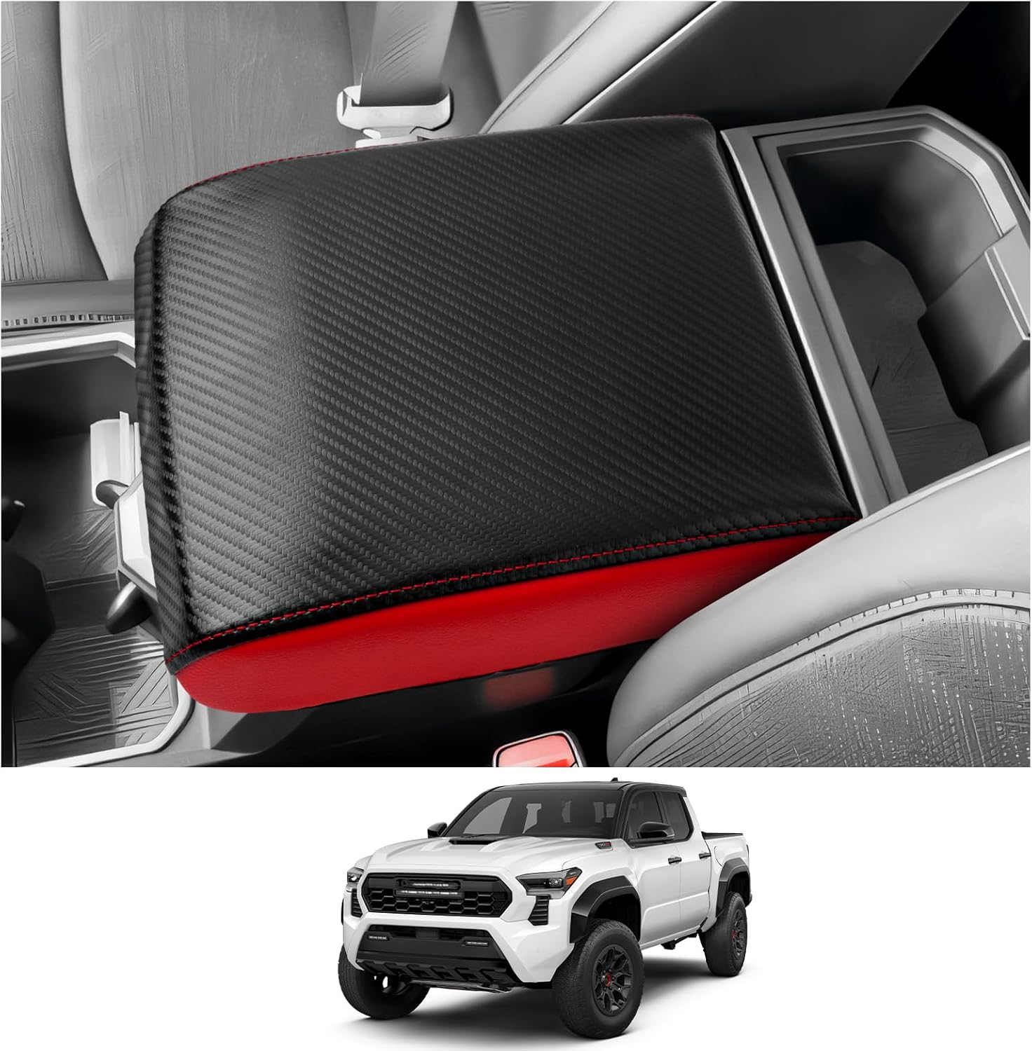 CDEFG for 2024 2025 Tacoma Armrest Cover Compatible with 2024 2025 Toyota Tacoma Center Console Cover Middle Console Pad Arm Rest Central Consola Cover 2025 Tacoma Pickup Truck Accessories